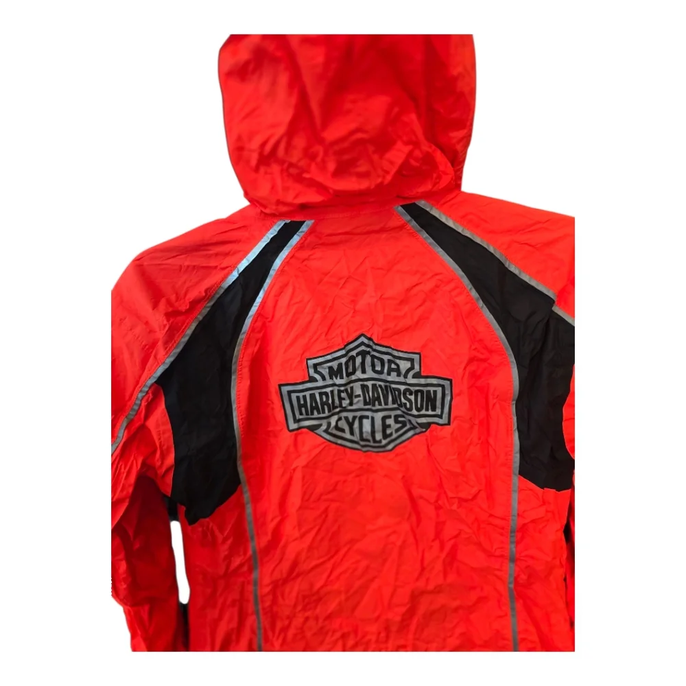 Harley-Davidson Reflective Orange Black Jacket Pants Rain Suit M - Picture 3 of 15